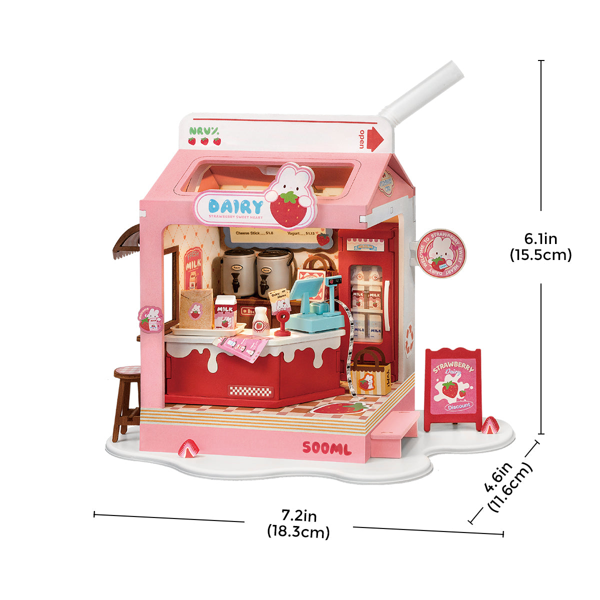 Rolife Food Box Shop DIY book nook miniature kit, top-down view of the assembled model