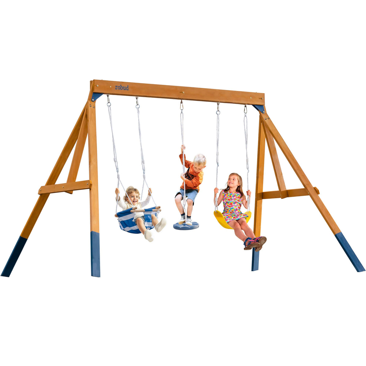 ROBUD Wooden Swing Set with Swings for Kids main product photo