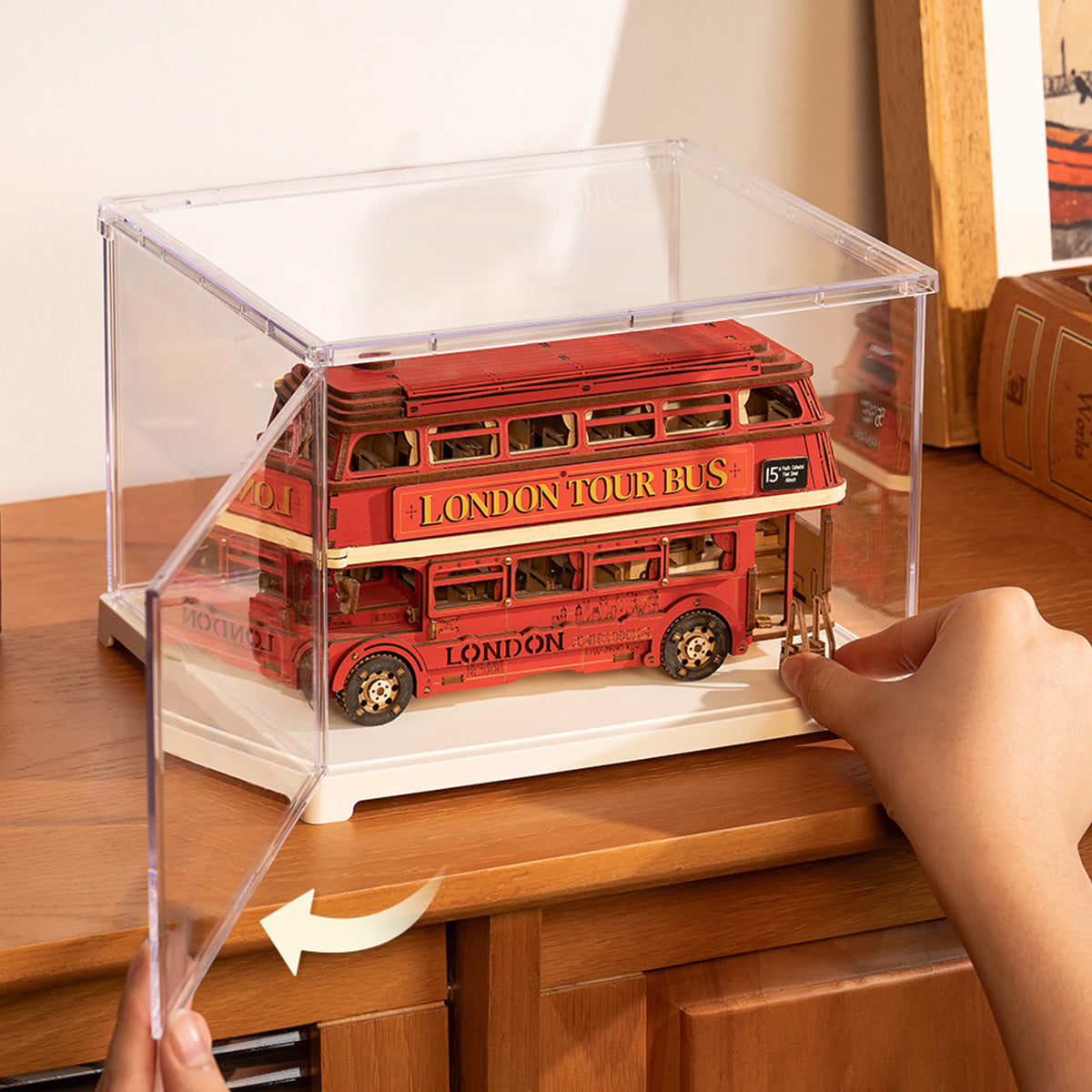 Rolife Acrylic Display Box Landscape Size S DF04L DIY craft kit, parts and pieces laid out before assembly
