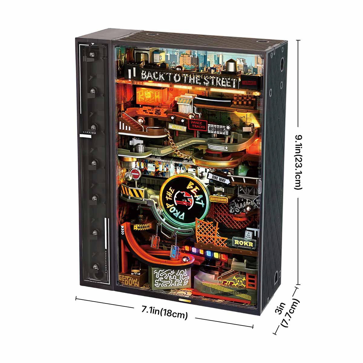 ROKR Hip-Hop Street Marble Run Mechanical 3D Puzzle MR03S, mechanical marble run 3D puzzle, texture detail