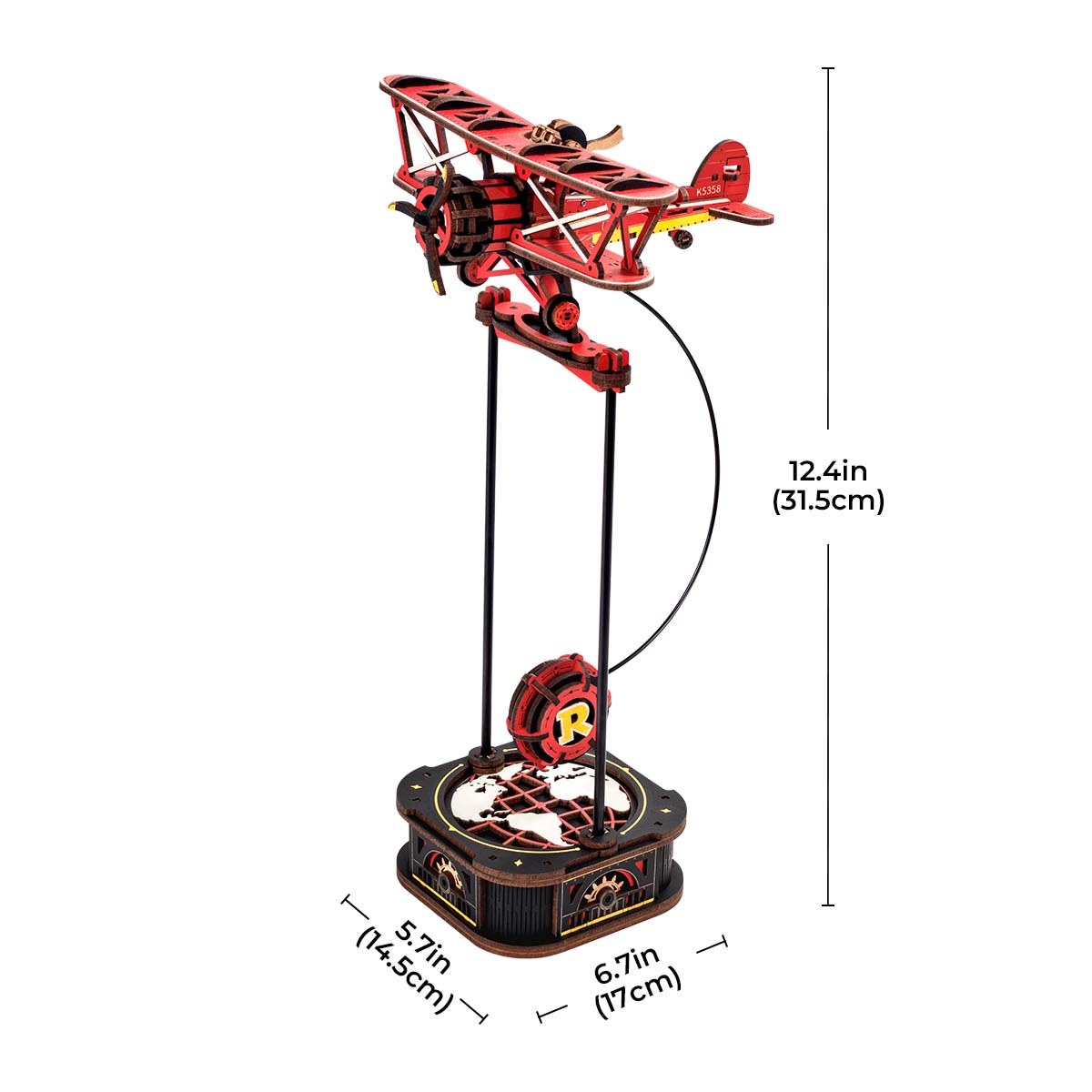 ROKR 3D wooden puzzle kit MCD01, top-down view of components