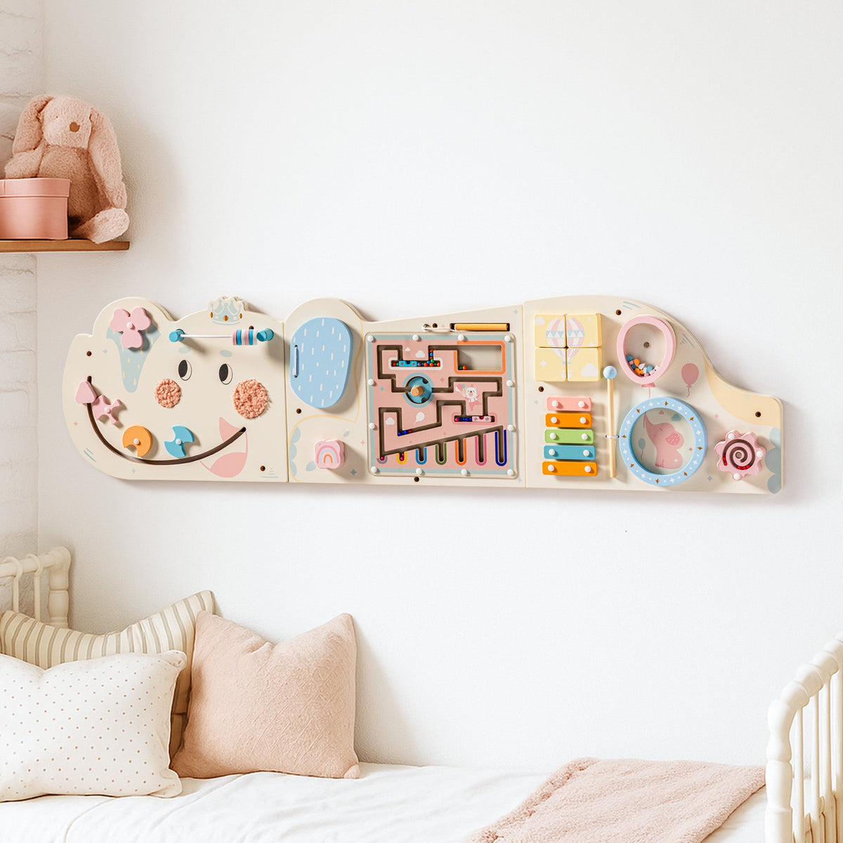 ROBUD Wooden Cream Elephant Busy Board main product photo