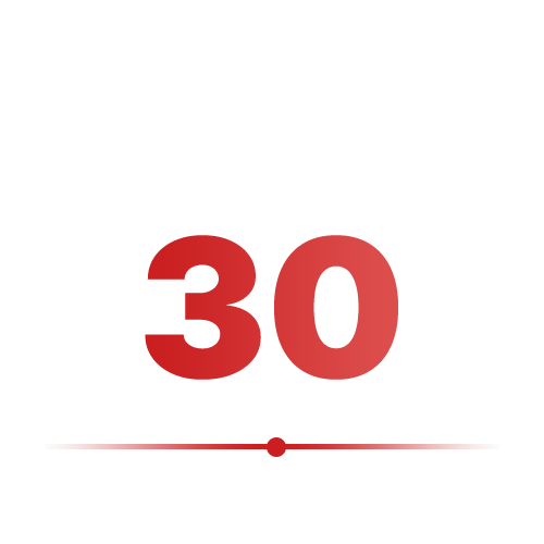 Robotime 30-day trial icon showing a bold red number 30 with a red accent line on a clean white background