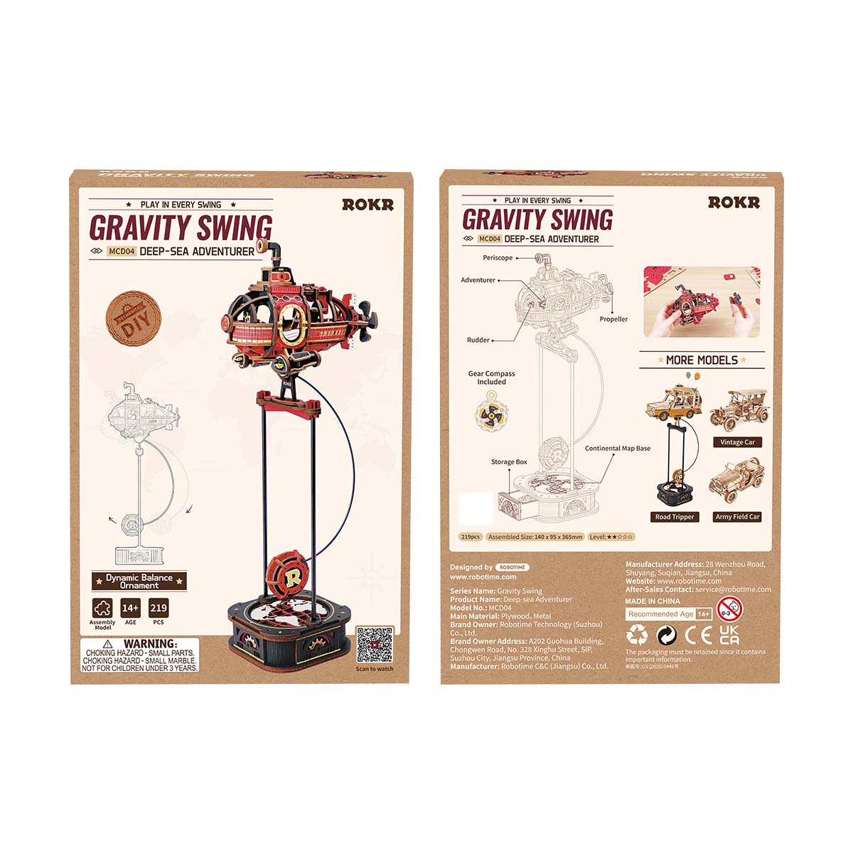 ROKR Deep-Sea Adventurer pendulum balance toy 3D puzzle, side view MCD04
