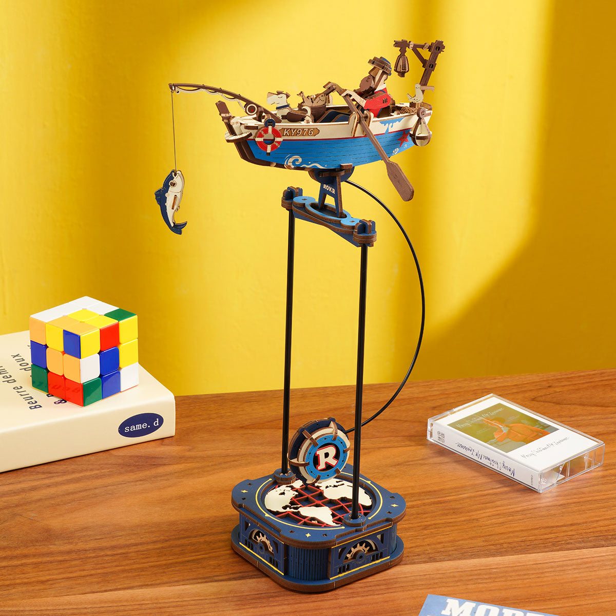 ROKR 3D wooden puzzle kit MCD02, angled view showing front and side