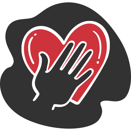 Robotime brand red and dark grey seedling sprout icon illustration with leaf growing from soil on a dark organic shaped background