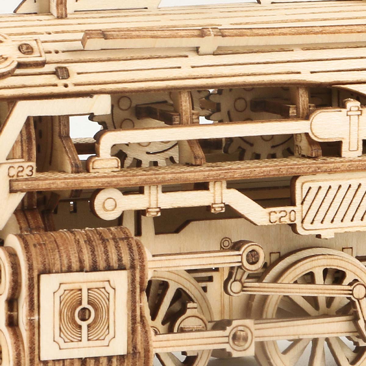 ROKR, Prime Steam Express Train, MC501, 3D wooden train puzzle, top-down view