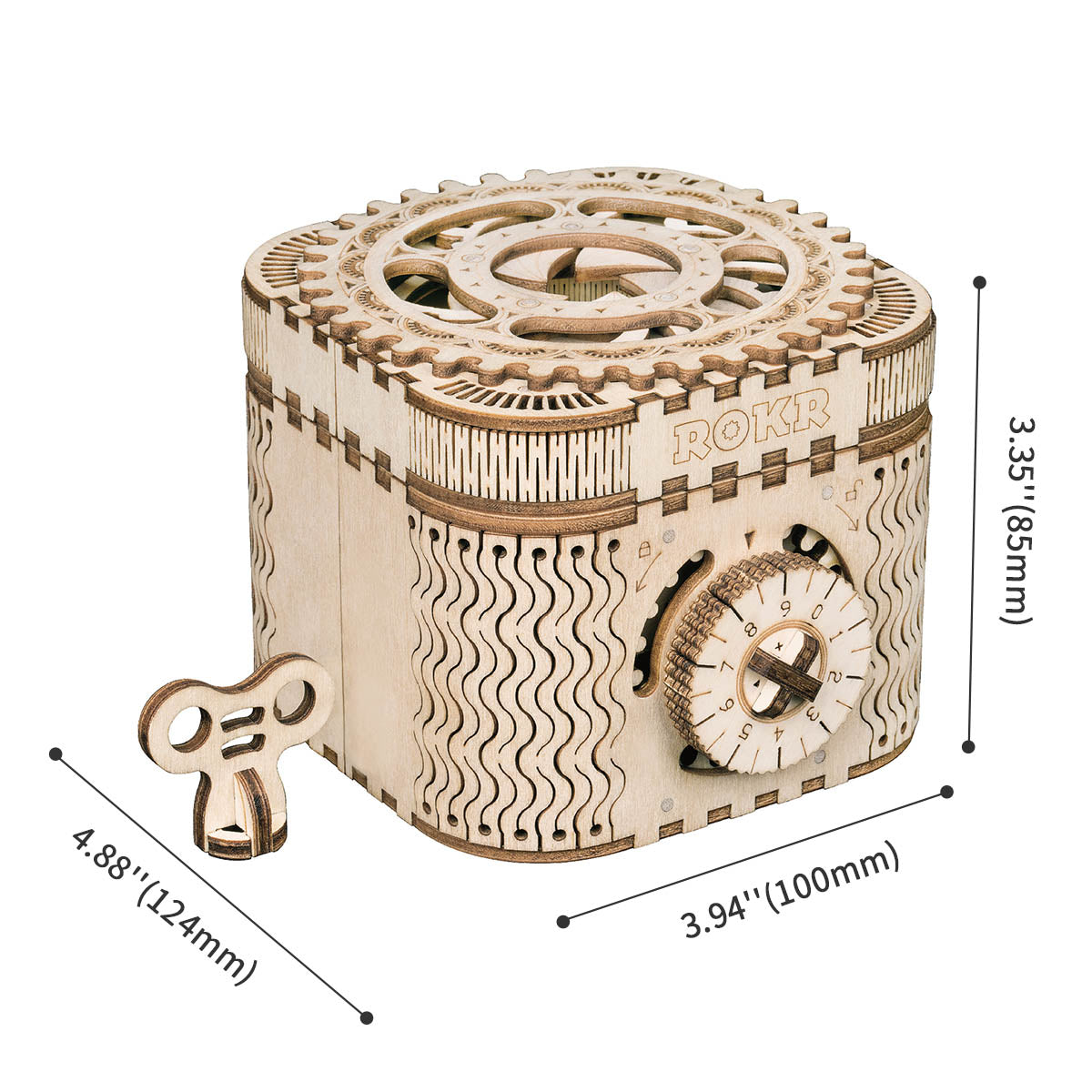 ROKR, Treasure Box Mechanical Gears, LK502, 3D wooden treasure box puzzle, styled scene