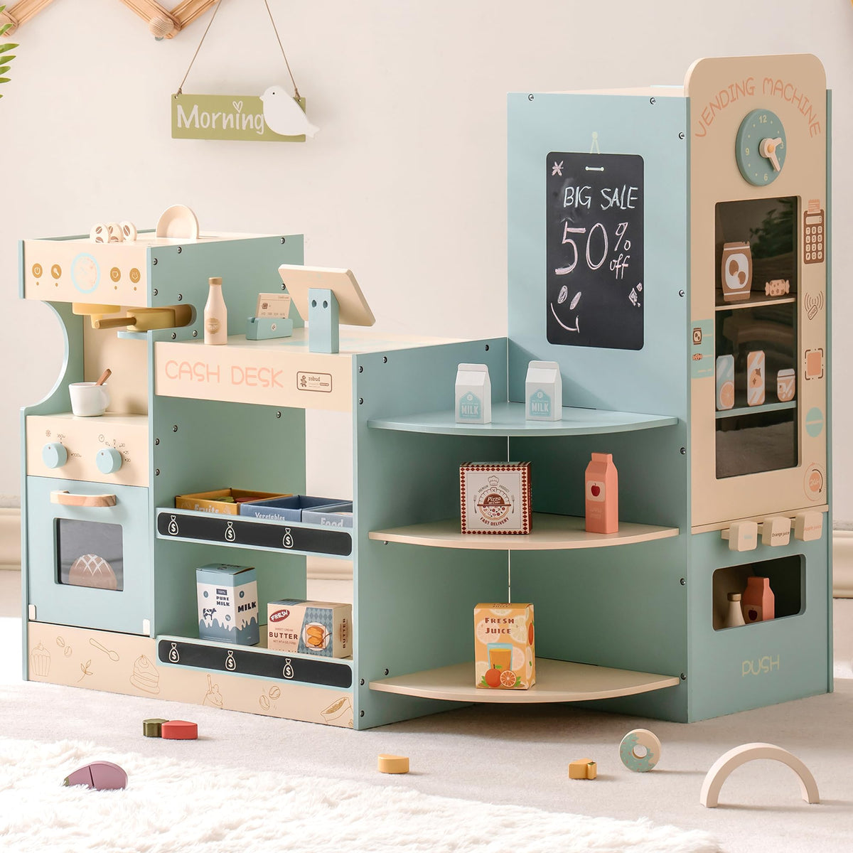 Robud wooden coffee shop playset, main product photo on white background