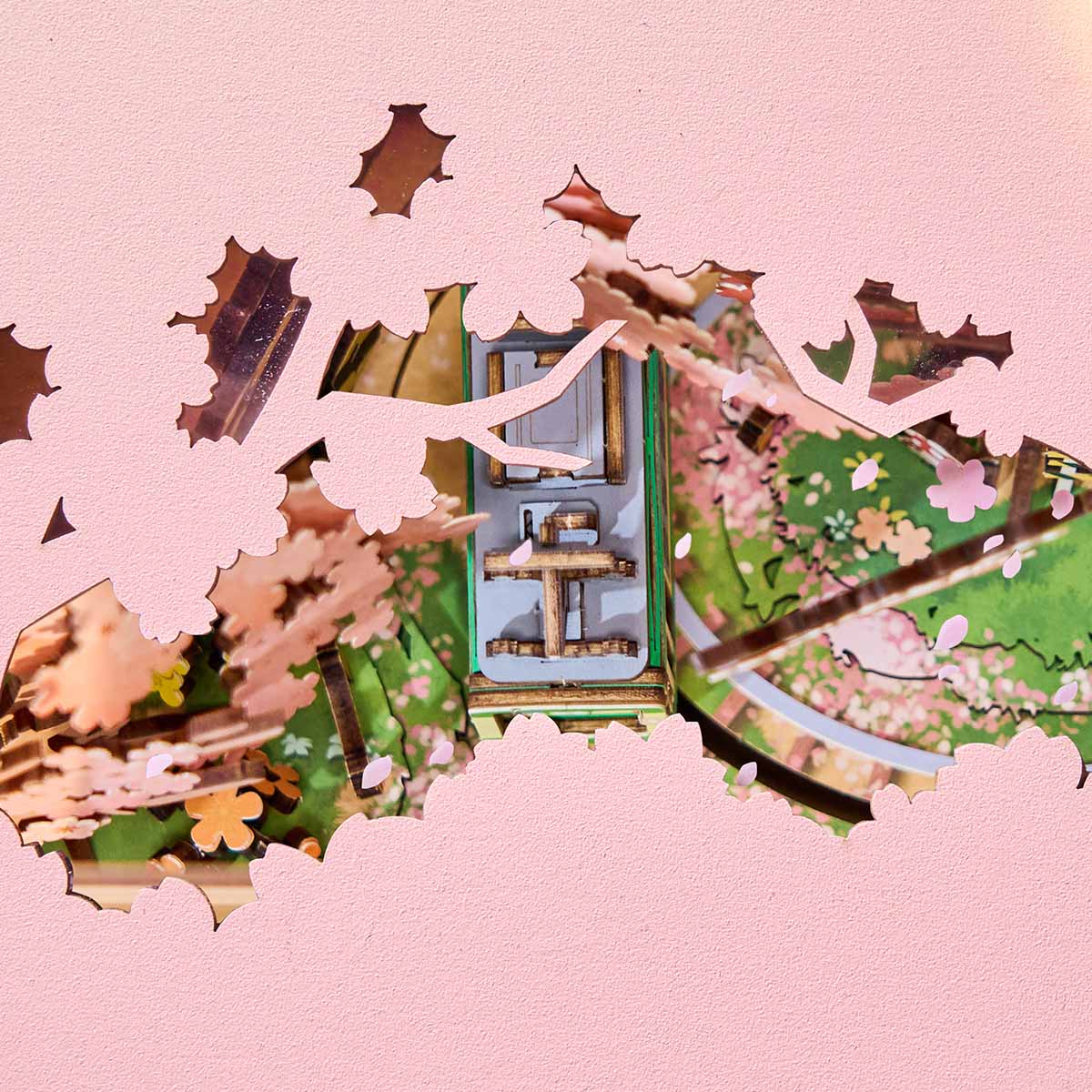 Rolife Sakura Dreamy Tour DIY music box 3D wooden puzzle, lifestyle scene AMT02