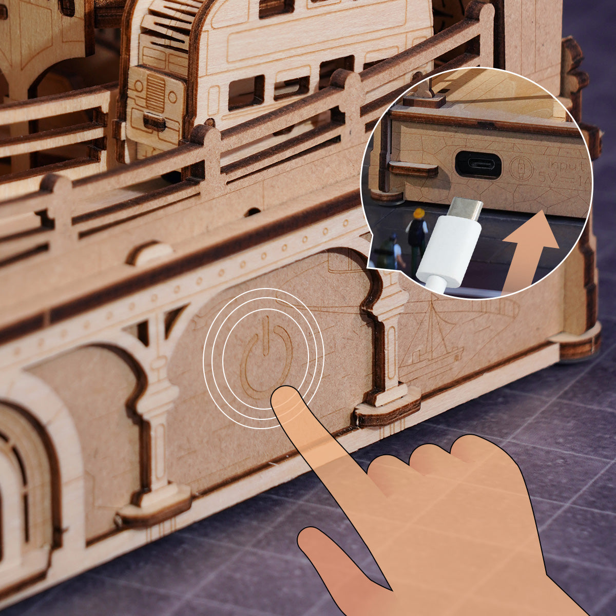ROKR Marble Travel • London Wooden 3D wooden marble run, lifestyle scene EGB01