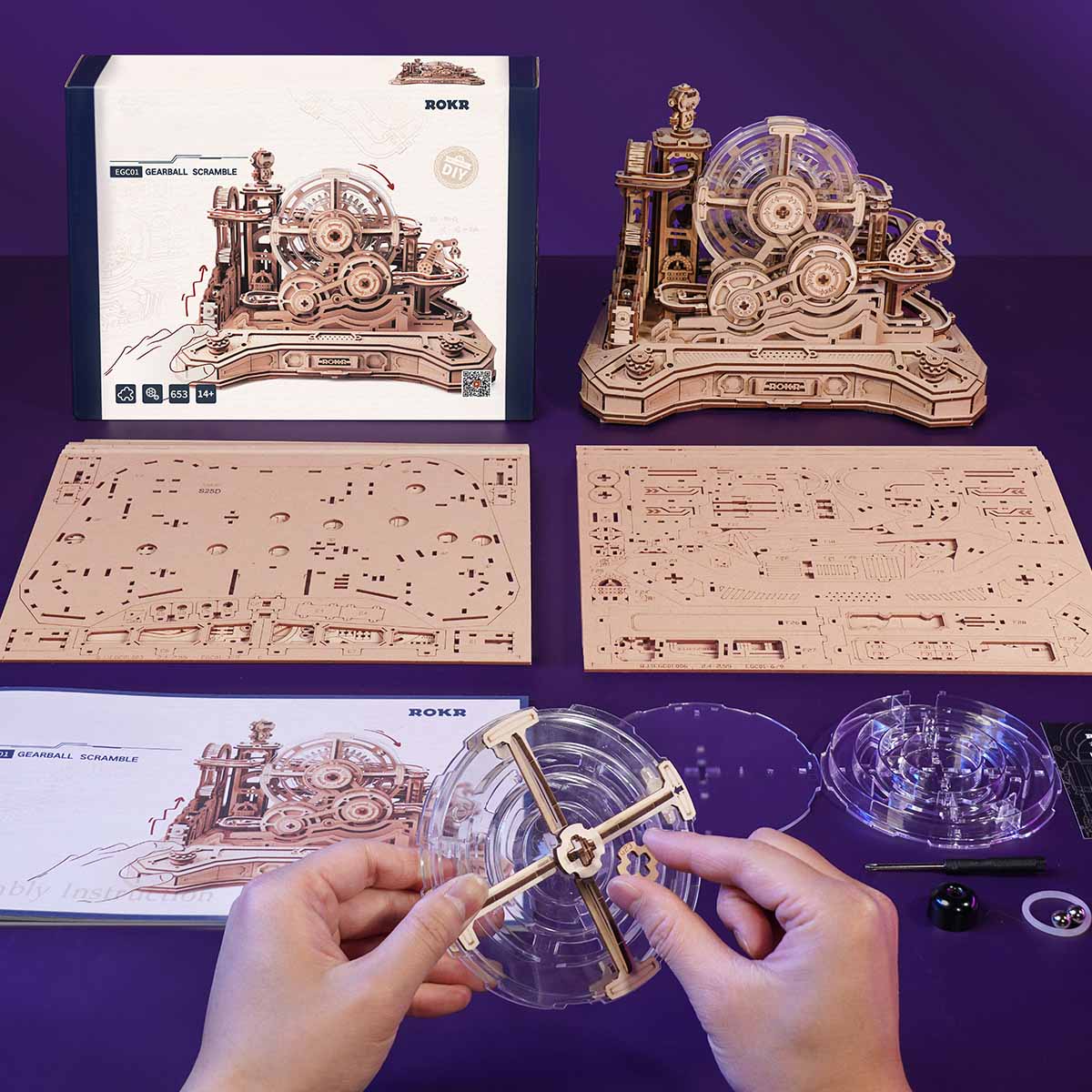 ROKR Gear Ball Challenge 3D wooden puzzle, parts and components EGC01