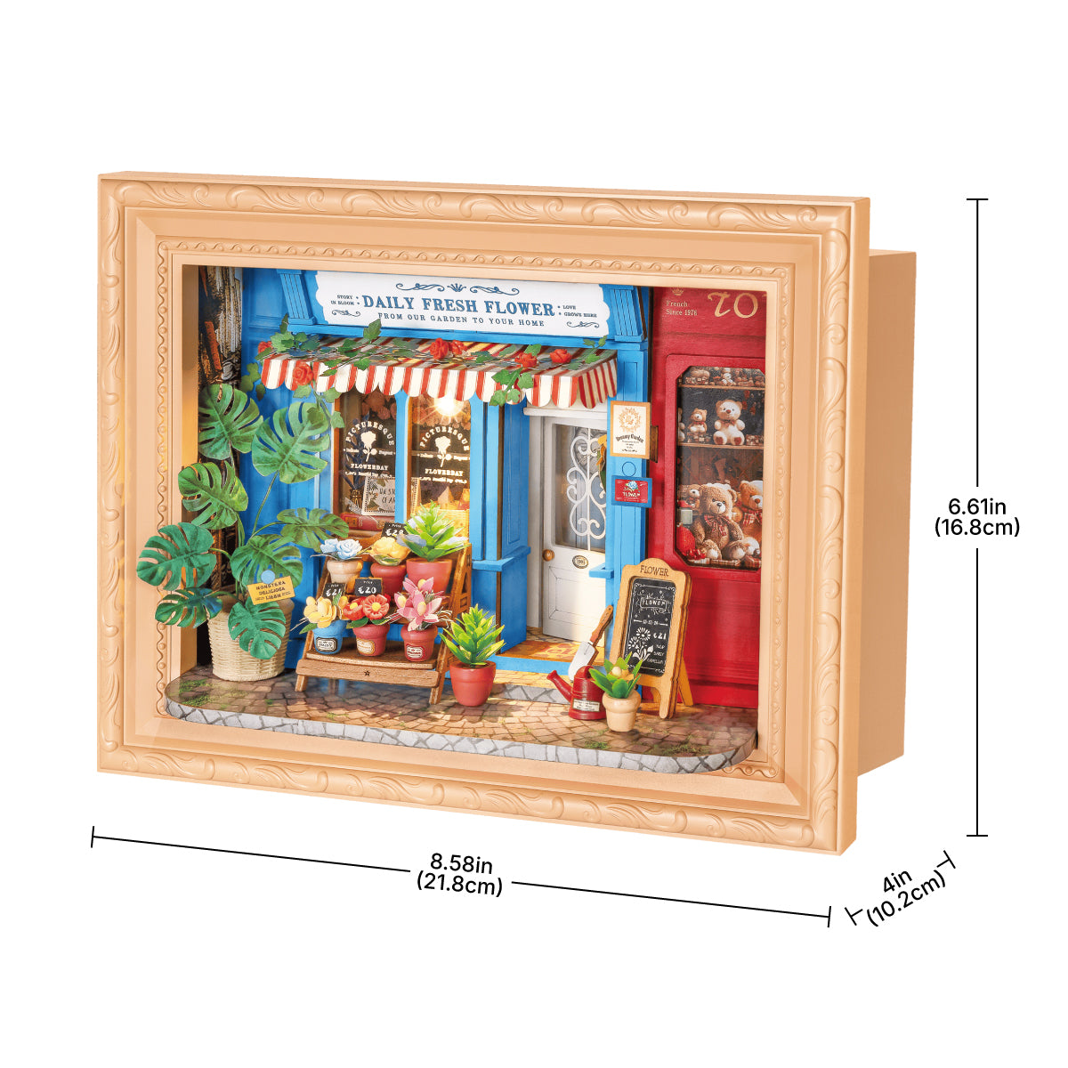 Rolife Daily Fresh Flower 3D Wooden Puzzle DP003 3D wooden flower puzzle, detail of decorative elements and finish