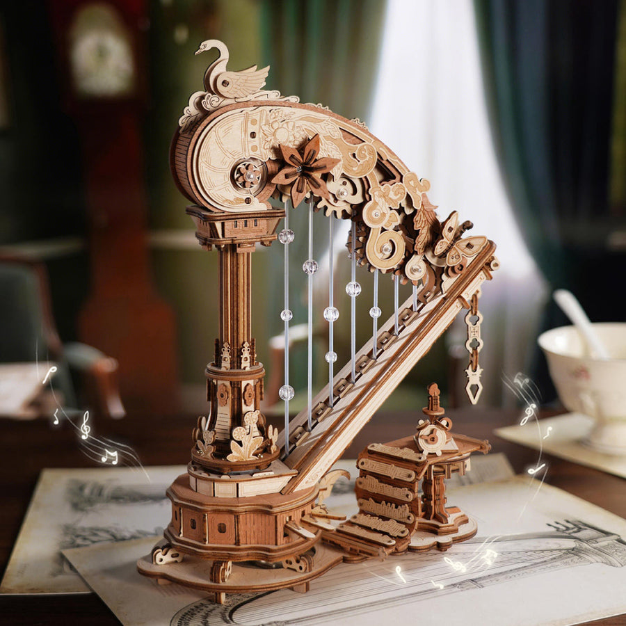 ROKR Zauberharfe Spieluhr aus Holz, 3D-Puzzle AMK71