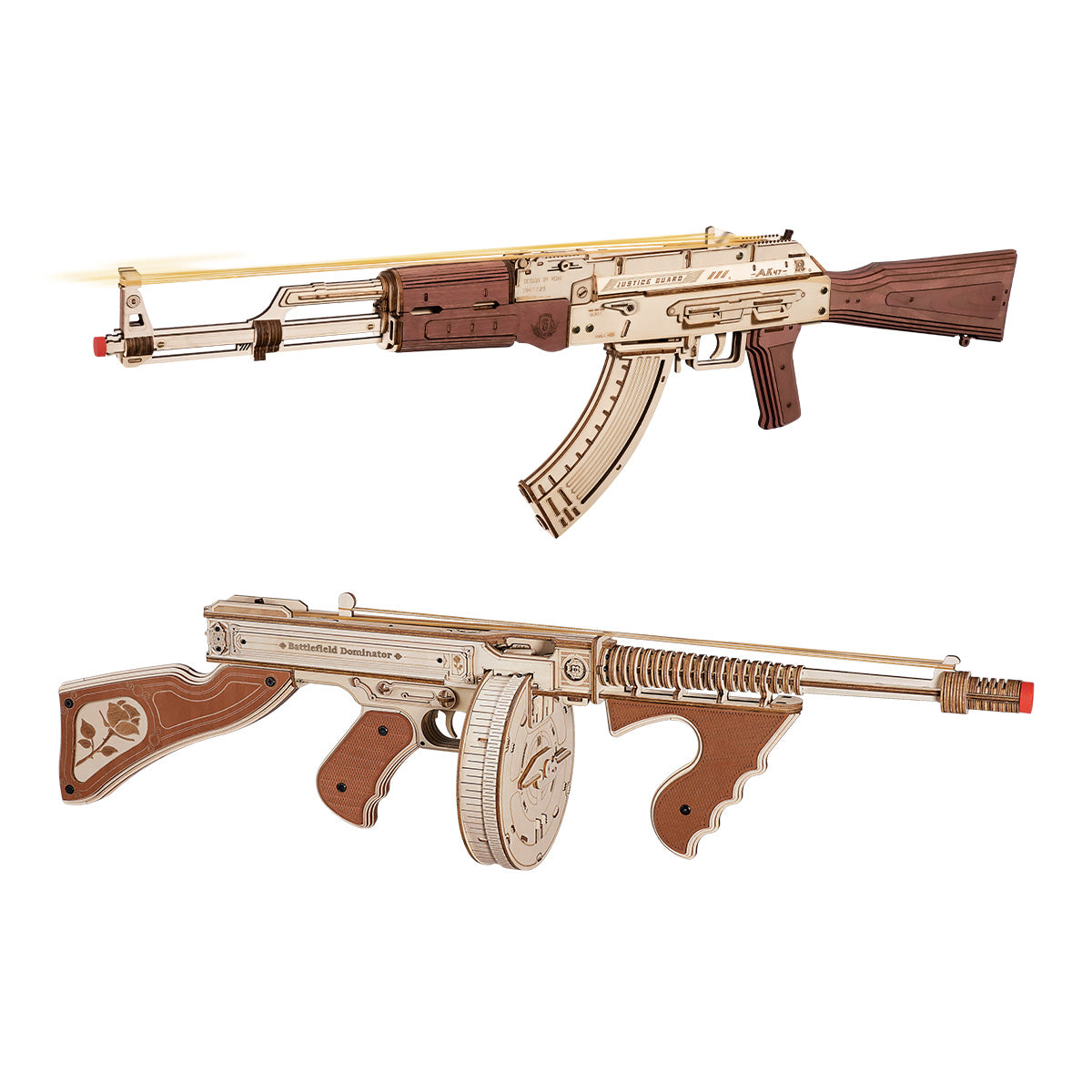 ROKR Gun Bundle + DIY gift bundle, product detail view: LQ901 wooden rifle and LQB01 wooden pistol DIY toy gun models LQB0...