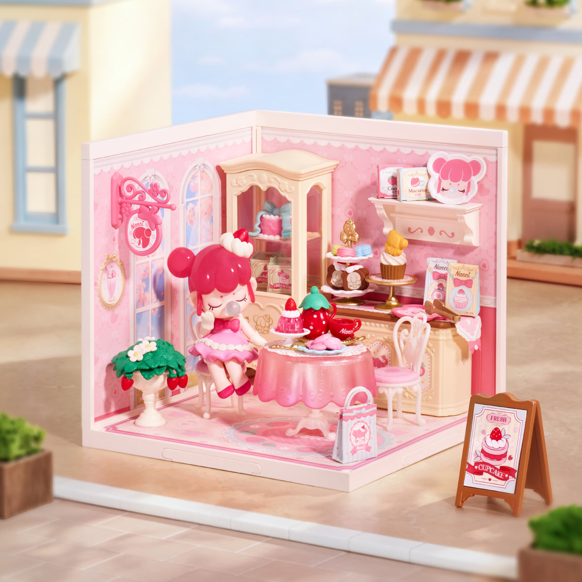 Rolife Nanci Strawberry Teatime Super Creator, Lifestyle-Szene mit dem ausgestellten Modell