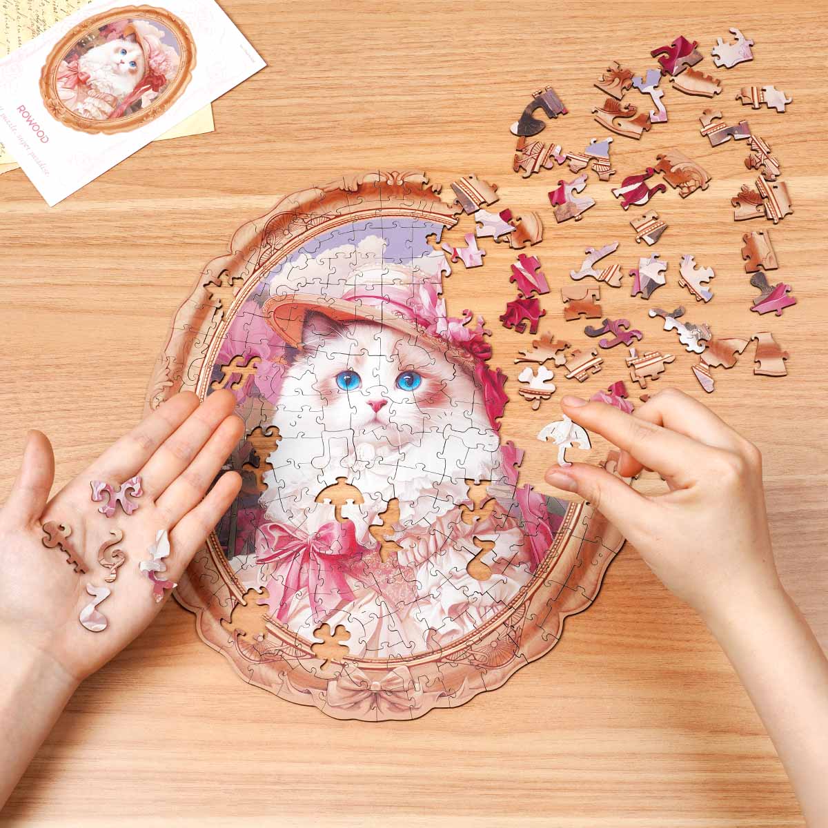 Rowood Springtime Kitty Portrait Wooden Jigsaw Puzzle, wooden jigsaw puzzle, lifestyle scene (TA005)