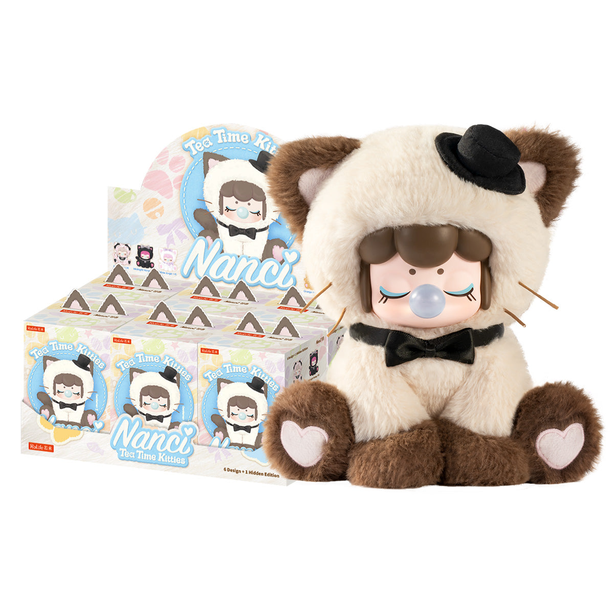 Rolife Nanci's Tea Time Kitties Surprise Plush Dolls MNDXX collectible figure, product front view on neutral background