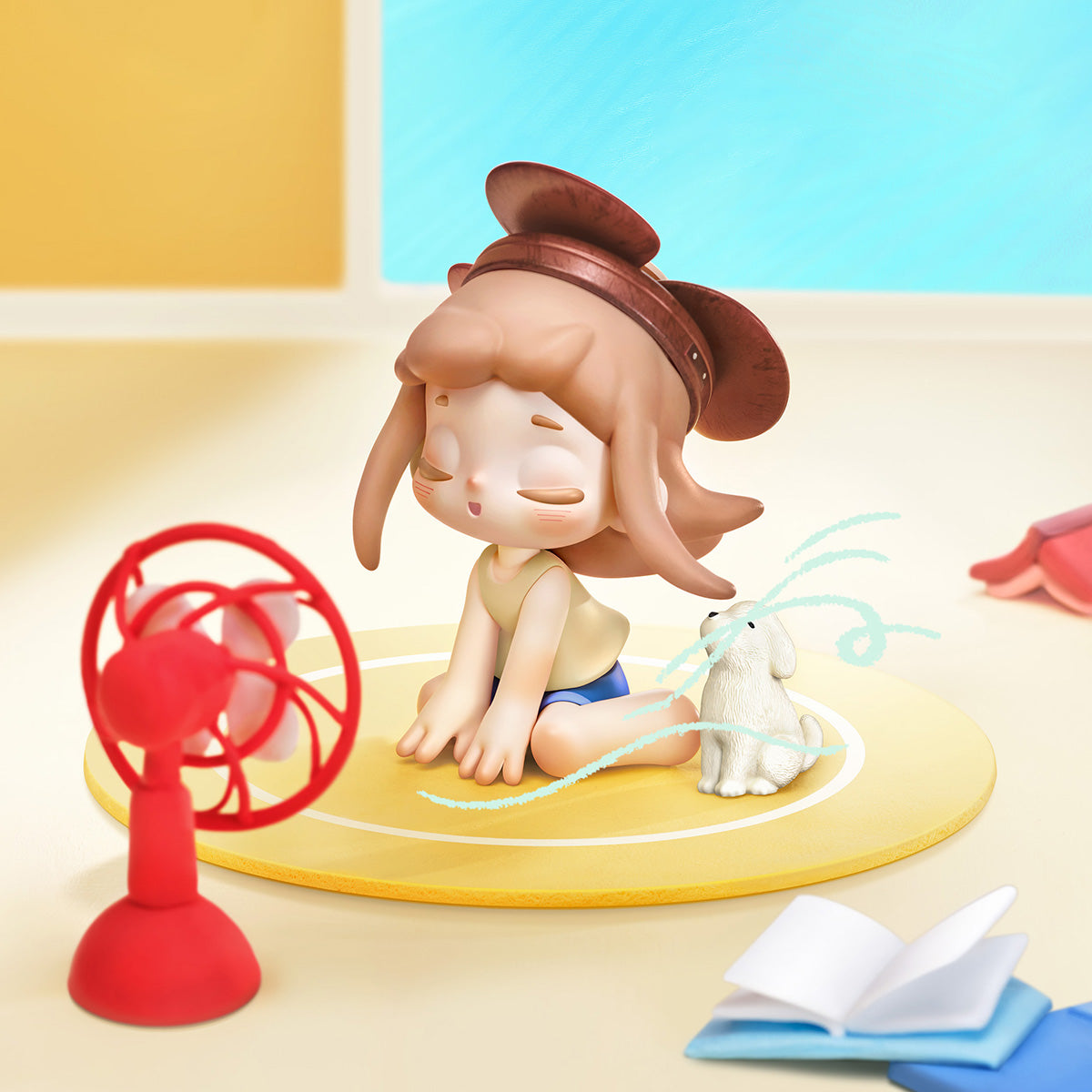 Rolife Yozco Mood Diary Surprise Figure Dolls RAXX collectible figure, close-up of interior components and accessories