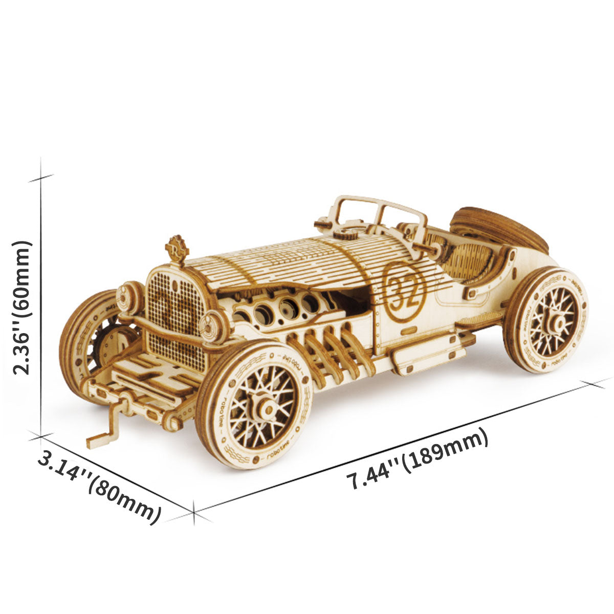 ROKR Grand Prix Car MC401 3D wooden vehicle model kit, hands assembling laser-cut wooden pieces