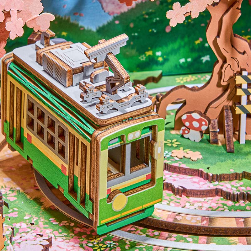 Mit Sakura gefüllte Bahngleise
