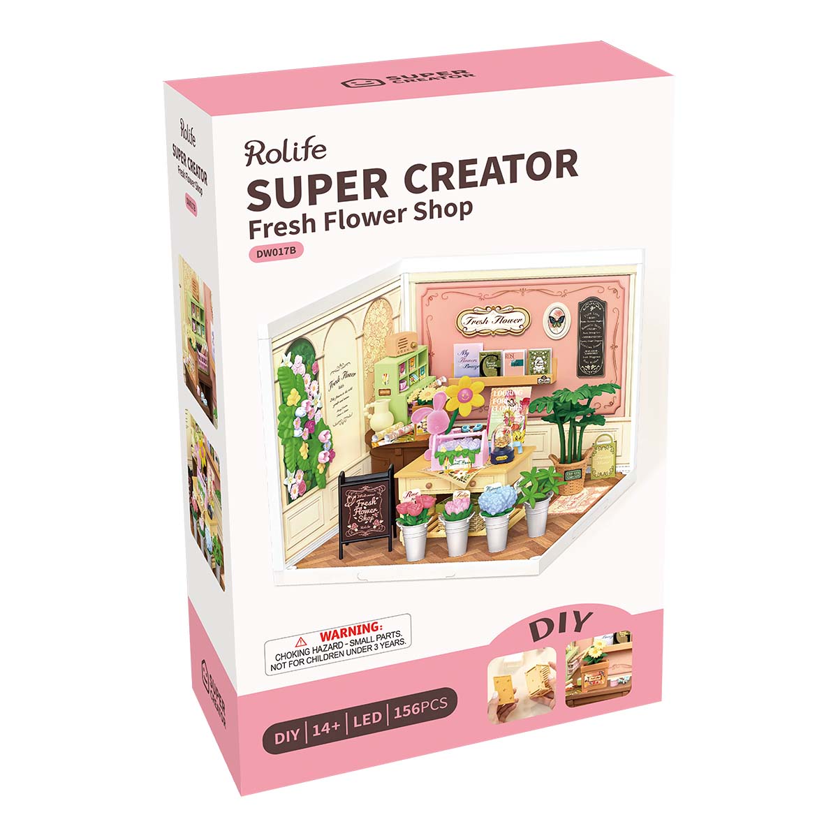 Rolife Fresh Flower Shop DIY Miniature House DW017B, DIY miniature dollhouse kit, styled photo