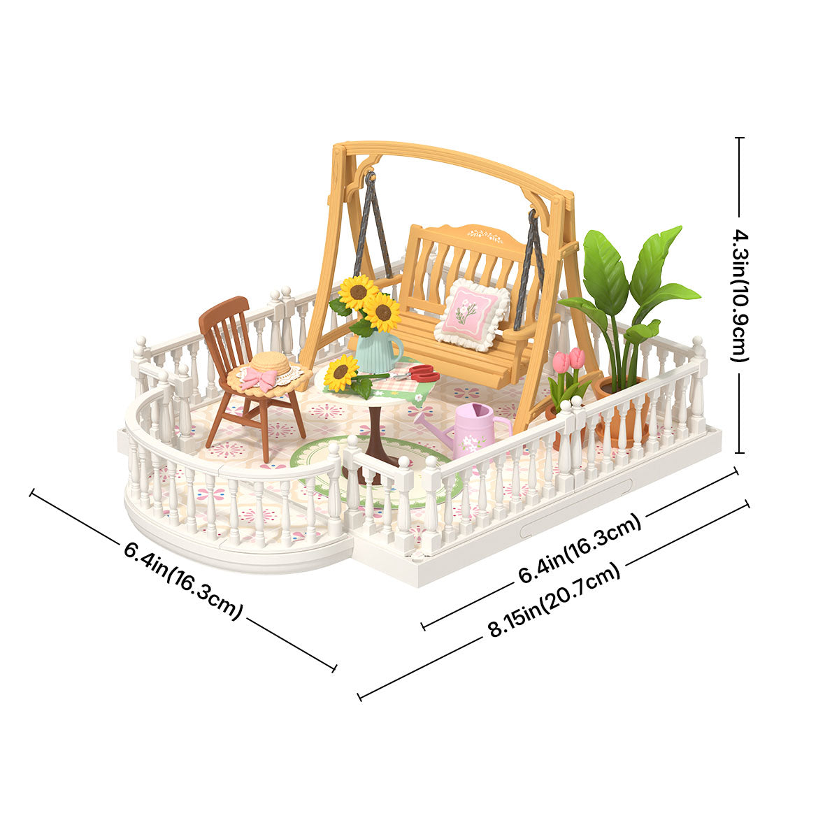 Rolife Super Creator Extension Pack ¡§C Terrace, DIY miniature dollhouse kit, parts layout