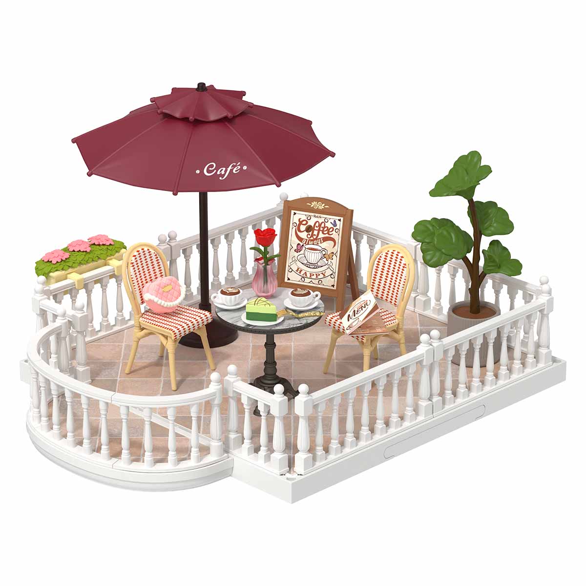 Rolife Super Creator Extension Pack ¡§C Terrace, DIY miniature dollhouse kit, assembled display