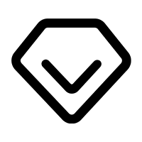 Robotime Online brand quality icon, diamond with checkmark in simple line art on a white background