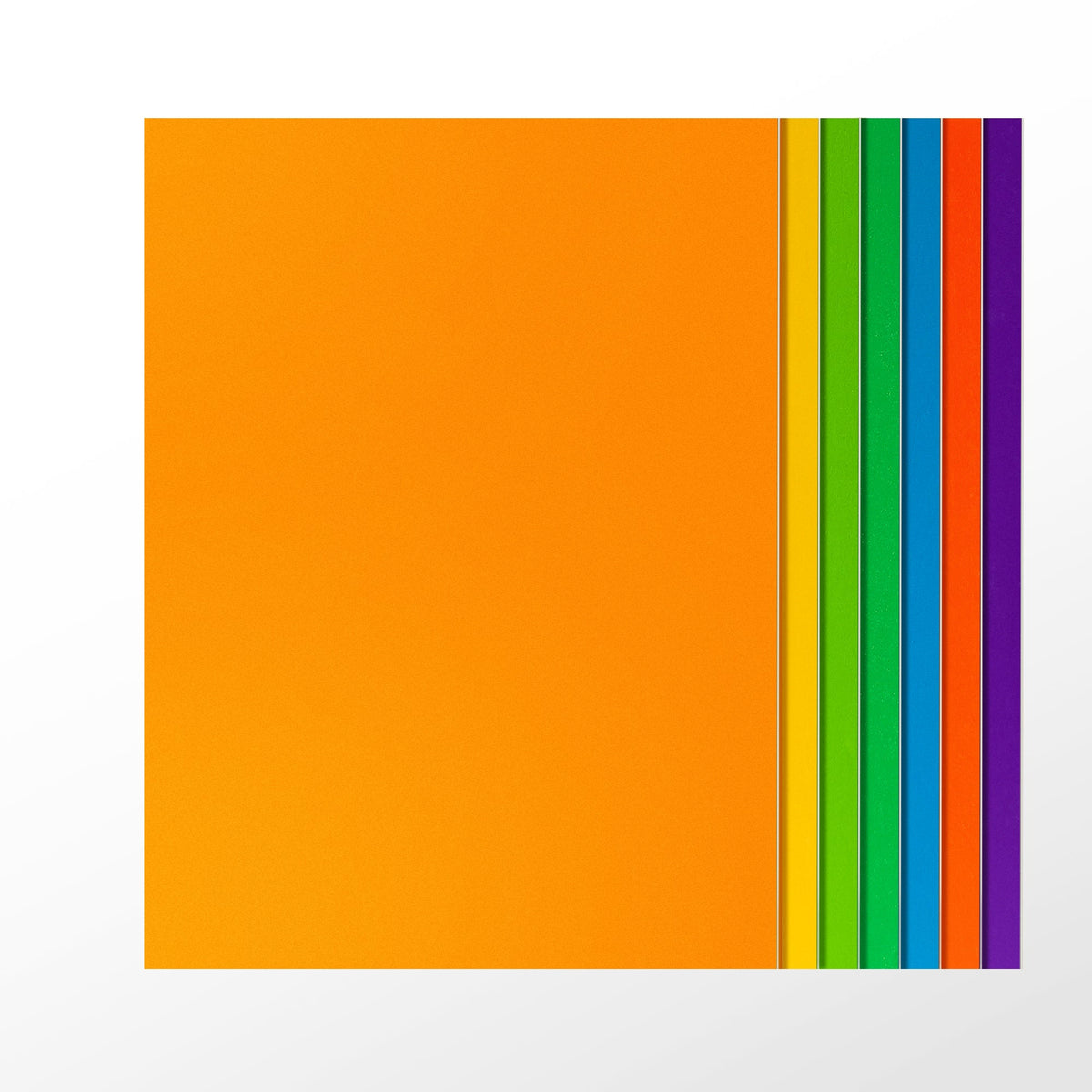 Robotime seven-pack colored basswood sheets in assorted colors fanned open showing variety of painted finishes available in the set