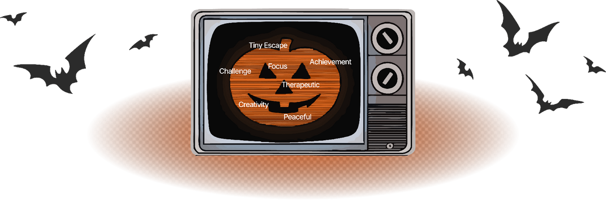 Retro-Fernseher mit Hinweisen zum Fluch